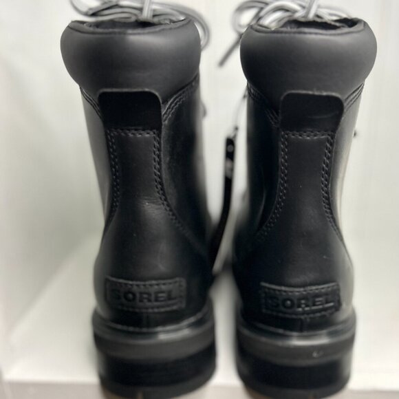 SOREL Womens Black 1" Platform Lennox Toe Block Heel Leather Boots Shoes 8 - Picture 7 of 7